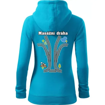 Dámská mikina Masážní dráha - Dámská mikina trendy zipper s kapucí - XS ( Světlý tyrkys )