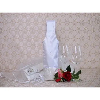 Nákupní taška HEDVA ČESKÝ BROKÁT Taška na víno ONDRISA cínie malá výšivka AMOREK bílá/šampaň