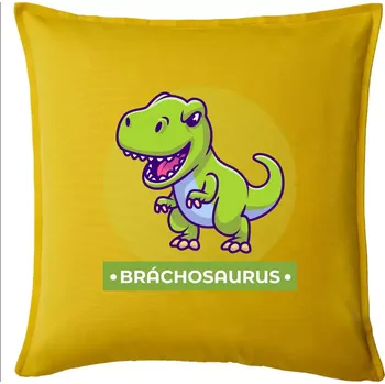 Polštář Dinosauří rodina - brácha - Polštář 50x50 - 50x50 - Včetně výplně ( Žlutá )