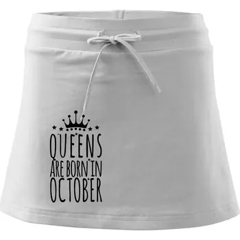 Dámská sukně Queens are born in October - Sportovní sukně - two in one - XL ( Bílá )