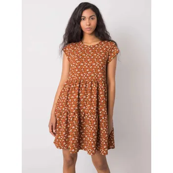 Dámské šaty Dámské šaty D50051Z30268 001 Hnědá s květy - FPrice hnědá s květy S