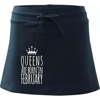 Dámská sukně Queens are born in February - Sportovní sukně - two in one - L ( Námořní modrá (velmi tmavá - téměř černá) )