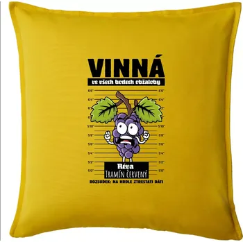 Polštář Vinná réva odsouzena Tramín červený - Polštář 50x50 - 50x50 - Včetně výplně ( Žlutá )