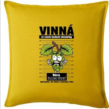 Polštář Vinná réva odsouzena Ryzlink rýnský - Polštář 50x50 - 50x50 - Pouze potah ( Žlutá )