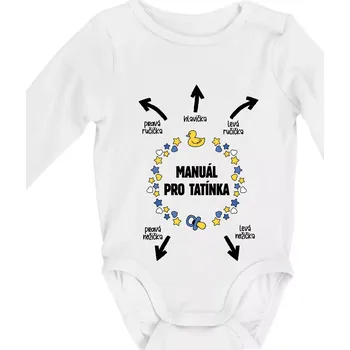 Dětská móda Manuál pro tatínka kluk - Body kojenecké s dlouhým rukávem - Dlouhý r. do 3 měs ( Bílá )