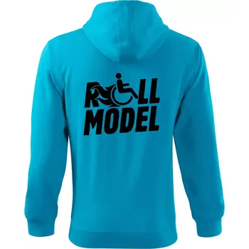 Pánská mikina Roll model - Mikina s kapucí na zip trendy zipper - S ( Světlý tyrkys )