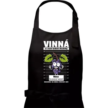 Kuchyňská zástěra Vinná réva odsouzena Rulandské modré - Dámská zástěra na vaření - Univerzální velikost ( Černá )