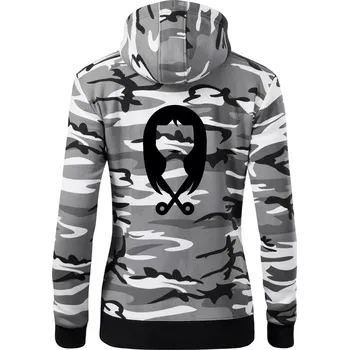 Dámská mikina Dámská kadeřnice - Dámská mikina trendy zipper s kapucí - XS ( Šedý maskáč )