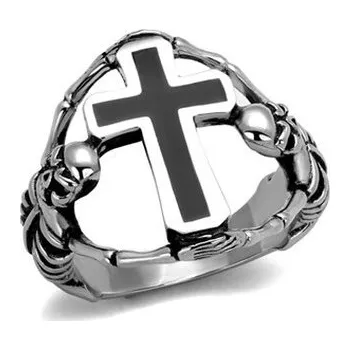 Prsten OPR1939-60 Pánský ocelový prsten kříž