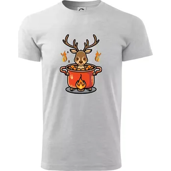 Hrnec s jelenem - Triko extra velké (5-8XL) - 6XL ( Světlešedý Melír )