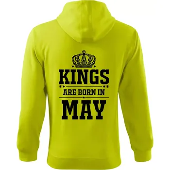 Pánská mikina Kings are born in May - Mikina s kapucí na zip trendy zipper - 2XL ( Limetková )