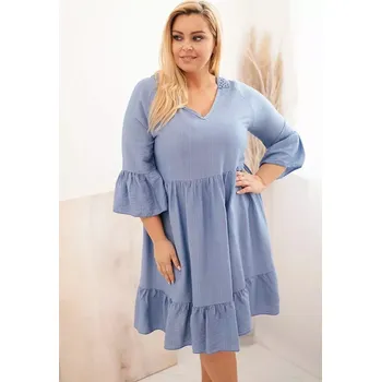 Dámské šaty Dámské viskózové šaty Plus Size s ažurovou ozdobou džínová UNI