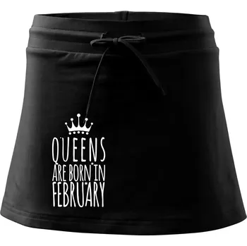 Dámská sukně Queens are born in February - Sportovní sukně - two in one - L ( Černá )