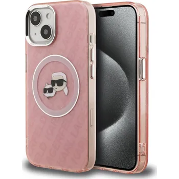 Náhradní kryt pro mobilní telefon Karl Lagerfeld IML K&CH Heads Repeated Logo MagSafe zadní kryt pro iPhone 15 Pink
