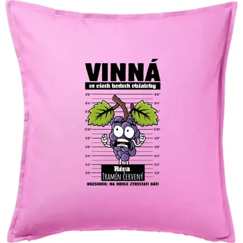 Polštář Vinná réva odsouzena Tramín červený - Polštář 50x50 - 50x50 - Pouze potah ( Růžová )