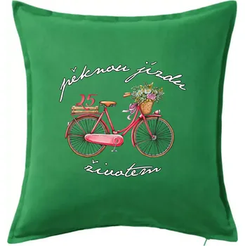 Polštář Pěknou jízdu životem 25 - Polštář 50x50 - 50x50 - Pouze potah ( Středně zelená )