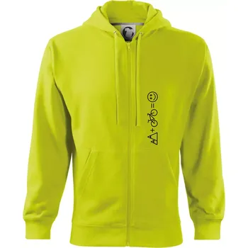 Pánská mikina Hory kolo úsměv - Mikina s kapucí na zip trendy zipper - S ( Limetková )