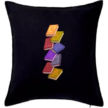 Polštář Knihomol letící knihy - Polštář 50x50 - 50x50 - Pouze potah ( Černá )