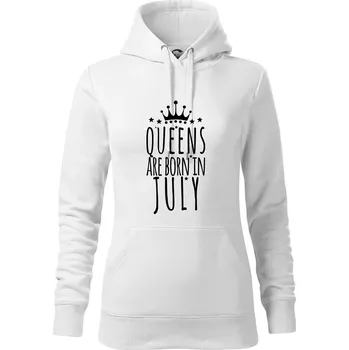 Dámská mikina Queens are born in July - Mikina dámská Cape s kapucí - XS ( Bílá )
