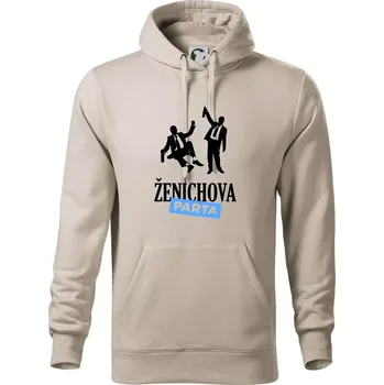 Pánská mikina Ženichova parta alkohol - Mikina pánská Cape s kapucí - 4XL ( Ledově šedá )