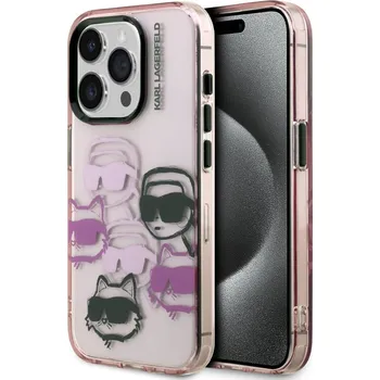 Náhradní kryt pro mobilní telefon Karl Lagerfeld IML Multi K&CH Heads zadní kryt pro iPhone 15 Pro Pink