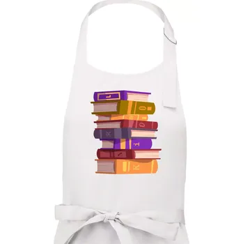 Kuchyňská zástěra Knihomol stojící knihy - Pánská zástěra na vaření - Univerzální velikost ( Bílá )
