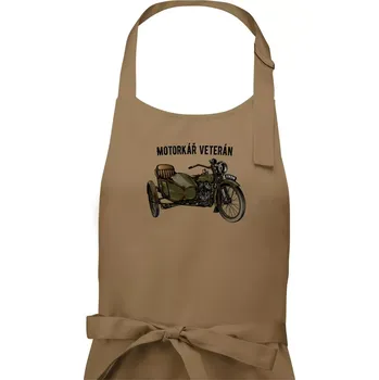 Kuchyňská zástěra Motorkář veterán - Dámská zástěra na vaření - Univerzální velikost ( Cappuccino )