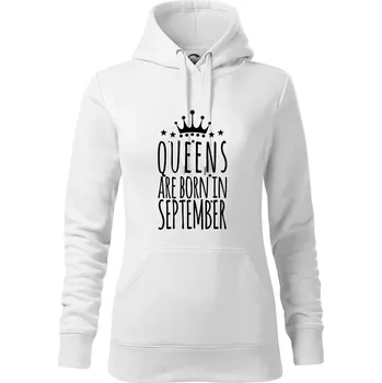 Dámská mikina Queens are born in September - Mikina dámská Cape s kapucí - XS ( Bílá )
