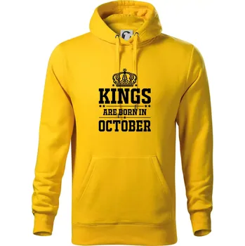 Pánská mikina Kings are born in October - Mikina pánská Cape s kapucí - 3XL ( Žlutá )
