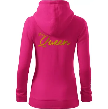 Dámská mikina The King - His Queen - psací - Dámská mikina trendy zipper s kapucí - XL ( Purpurová )