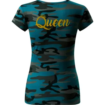 King Queen Rodinná zlatá - Dámské maskáčové triko - S ( Petrolejová maskáč )