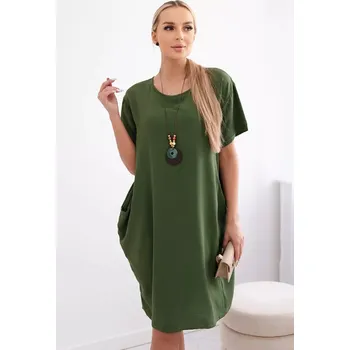 Dámské šaty Šaty s kapsami a přívěskem jasně zelená UNI