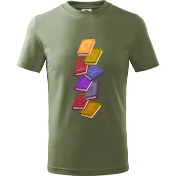 Knihomol letící knihy - Tričko dětské bavlněné - 122 cm/6 let ( Khaki )