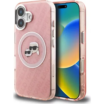 Náhradní kryt pro mobilní telefon Karl Lagerfeld IML K&CH Heads Repeated Logo MagSafe zadní kryt pro iPhone 16 Pink
