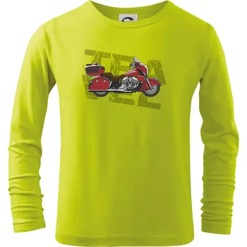 Dětská móda Cestovní motorka Amerika červená - Triko dětské Long Sleeve - 104-110cm / 3-4 roky ( Limetková )