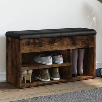 Zahradní lavice vidaXL Lavice s botníkem kouřový dub 82x32x45,5 cm kompozitní dřevo