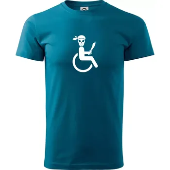 Pirát vozíčkář - Klasické pánské triko vyšší gramáže - XS ( Petrolejová )