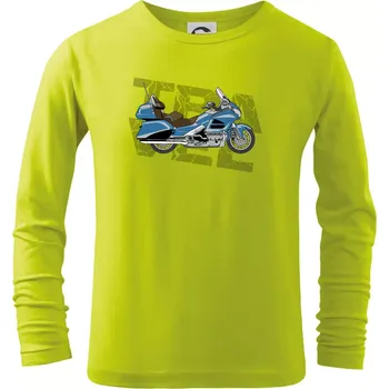 Chlapecké oblečení Cestovní motorka Amerika modrá - Triko dětské Long Sleeve - 146 cm/10 let ( Limetková )