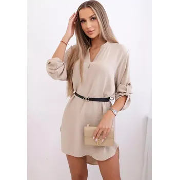 Dámské šaty Šaty s delšími zády a pásem světle béžová UNI