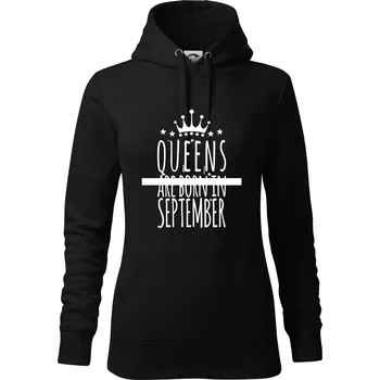 Dámská mikina Queens are born in September - Mikina dámská Cape s kapucí - XL ( Černá )
