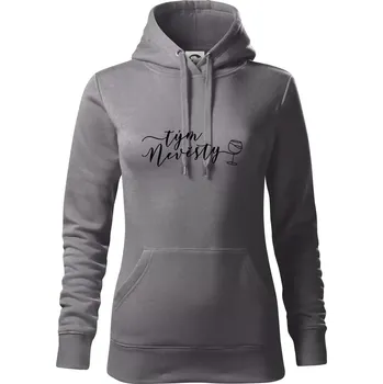 Dámská mikina Tým nevěsty červené víno - Mikina dámská Cape s kapucí - 2XL ( Ocelově šedá )