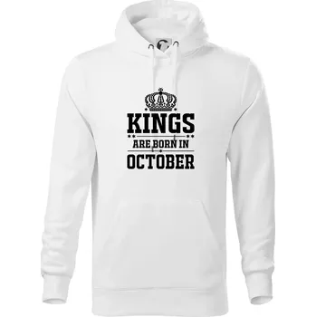 Pánská mikina Kings are born in October - Mikina pánská Cape s kapucí - 4XL ( Bílá )