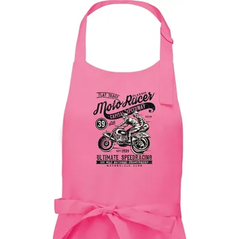Kuchyňská zástěra Moto Racer Classic - Pánská zástěra na vaření - Univerzální velikost ( Růžová )