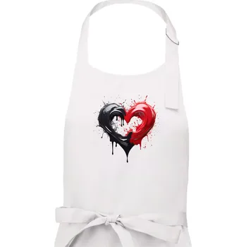 Kuchyňská zástěra Srdce rozprsknuté - Barvy Černé Hory - Dámská zástěra na vaření - Univerzální velikost ( Bílá )