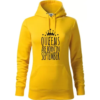 Dámská mikina Queens are born in September - Mikina dámská Cape s kapucí - S ( Žlutá )