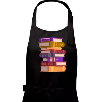 Kuchyňská zástěra Knihomol stojící knihy - Pánská zástěra na vaření - Univerzální velikost ( Černá )