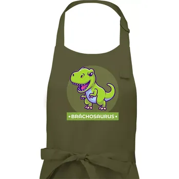Kuchyňská zástěra Dinosauří rodina - brácha - Pánská zástěra na vaření - Univerzální velikost ( Khaki )