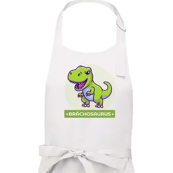 Kuchyňská zástěra Dinosauří rodina - brácha - Pánská zástěra na vaření - Univerzální velikost ( Bílá )