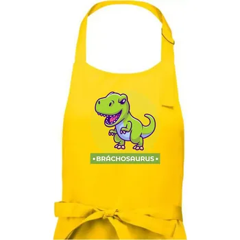 Kuchyňská zástěra Dinosauří rodina - brácha - Pánská zástěra na vaření - Univerzální velikost ( Žlutá )