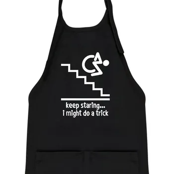 Kuchyňská zástěra Keep staring i might do a trick - Dětská zástěra na vaření - Univerzální velikost ( Černá )